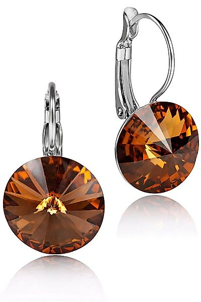 LUISIA® Paar Ohrhänger Silberne Ohrringe "Rivoli" mit 12 mm Kristallen von günstig online kaufen