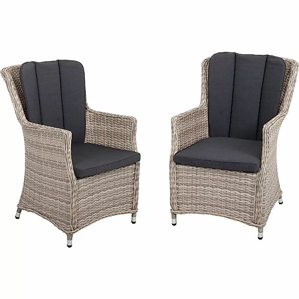 Garden Pleasure Armsessel Dijon 2er-Set Sesamgrau günstig online kaufen