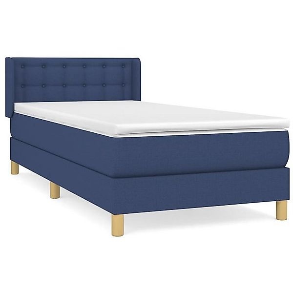 vidaXL Boxspringbett, Boxbett mit Matratze Blau 90x200 cm Stoff günstig online kaufen