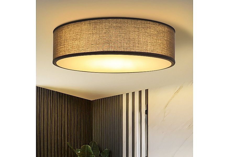 Nettlife Deckenleuchte Rund Dunkelgrau Stoffschirm E27 30CM Modern Deckenla günstig online kaufen