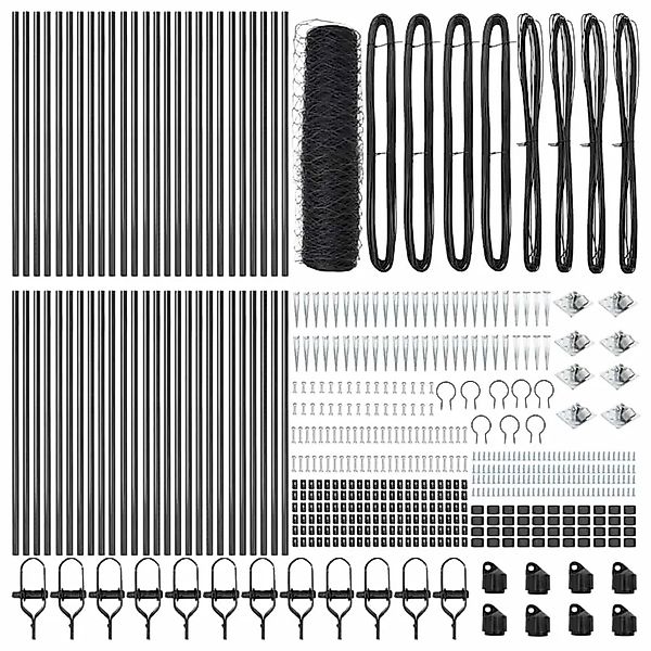 vidaXL Zaunpfosten Grau 100 x 0,4 m 50 mm Netz Stahl und PVC 3353294 günstig online kaufen