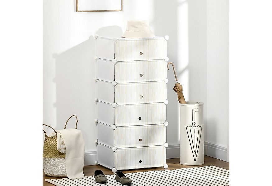 HOMCOM Schuhregal Kunststoffregal für 6 Paar Schuhe, Schuhkarton für Flur 1 günstig online kaufen