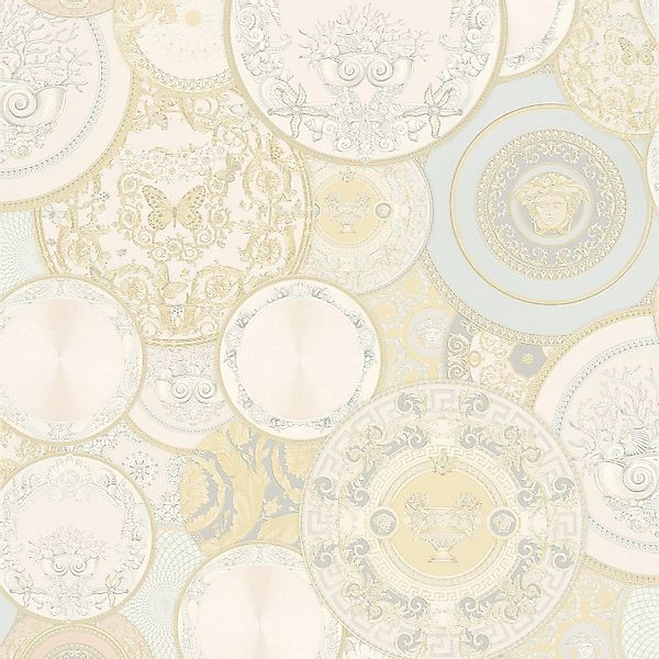 PROFHOME 349012-GU Exklusive Tapete Grafisch glänzend Gold Silber Creme 7,0 günstig online kaufen