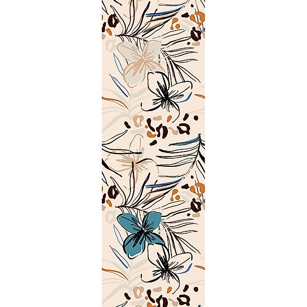 Sanders & Sanders Poster Blumenmuster Beige Blau und Orange 2.7 x 0.9 m 601 günstig online kaufen