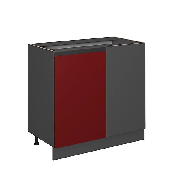 Vicco Eckunterschrank R-Line Rot/Anthrazit 86 cm J-Shape ohne Arbeitsplatte günstig online kaufen
