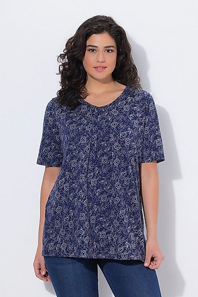 Ulla Popken T-Shirt T-Shirt Schildkröten A-Linie V-Ausschnitt Halbarm günstig online kaufen