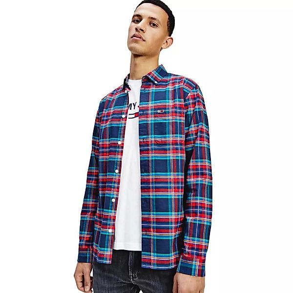 Tommy Jeans Oxford Check Langarm Hemd M Deep Crimson / Multi günstig online kaufen