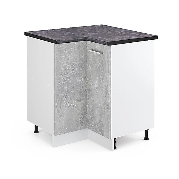 Vicco Eckunterschrank R-Line Küchen Eckschrank Beton/Weiß 76 cm AP Eiche günstig online kaufen