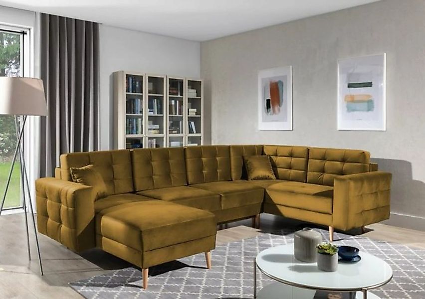 Luxusbetten24 Schlafsofa Designer Sofa Fjord U, mit Stauraum und Schlaffunk günstig online kaufen