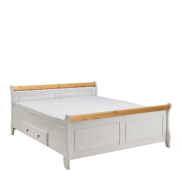 Komfortbett in Weiß Kiefer massiv Nachtkommoden (dreiteilig) günstig online kaufen