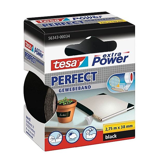 tesa Klebeband tesa® extra Power® Perfect 56343 Gewebeband schwarz 38mm x 2 günstig online kaufen