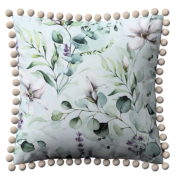 Kissenhülle Wera mit Bommeln, mintgrün-weiß, 45 x 45 cm, Flowers (143-66) günstig online kaufen
