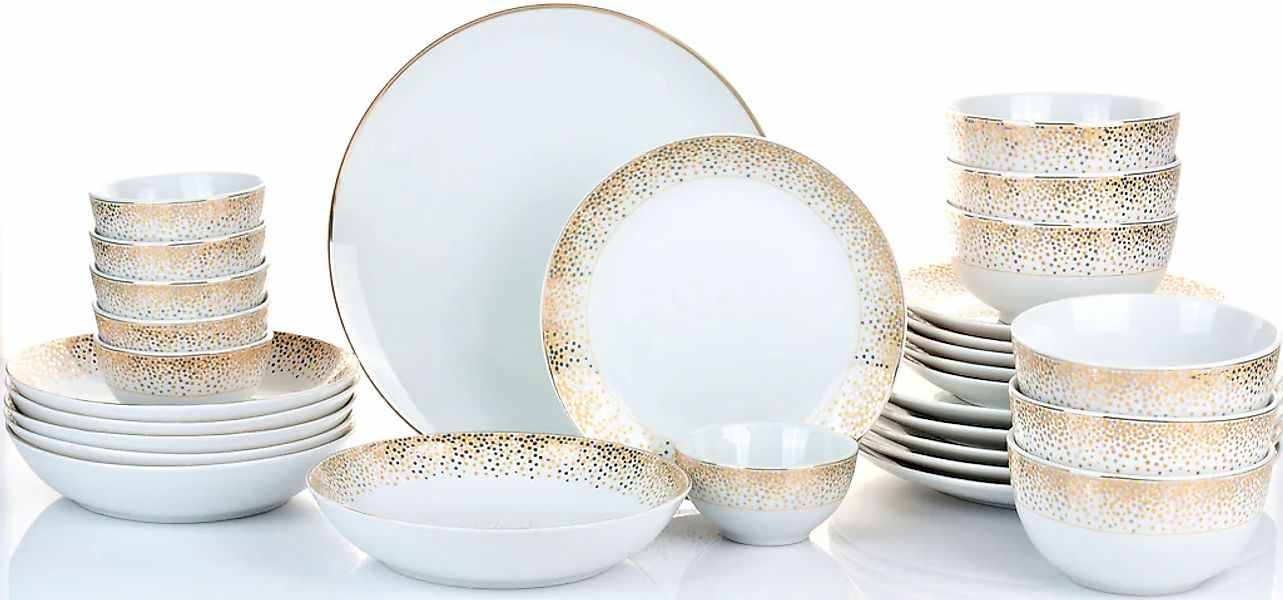 Retsch Arzberg Kombiservice "Dusty" dezentes Dekor auf schlichtem Weiß günstig online kaufen