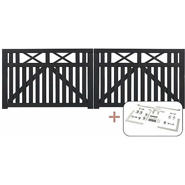 Doppeltor Vinesse Nadelholz Schwarz 300 cm x 98 cm günstig online kaufen