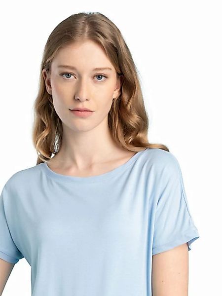 T-Shirt mit Chiffonkante, hellblau, Frühjahrs-Kollektion günstig online kaufen