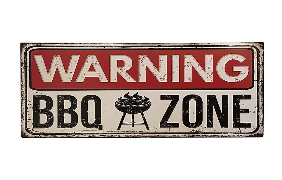Blechschild WARNING BBQ ZONE Nostalgie Vintage Dekoschild Grillen 20x50cm günstig online kaufen