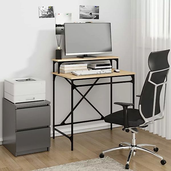 Vidaxl Schreibtisch Sonoma-eiche 80x50x90 Cm Holzwerkstoff Und Eisen günstig online kaufen