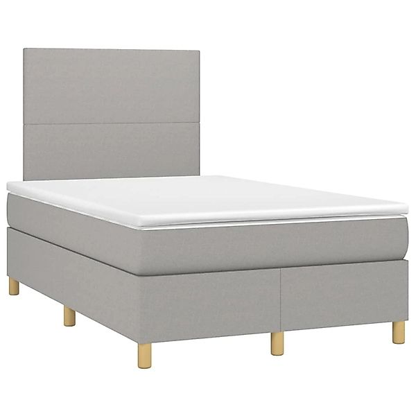 vidaXL Boxspringbett mit Matratze & LED Hellgrau 120x200 cm Stoff 3135261 günstig online kaufen