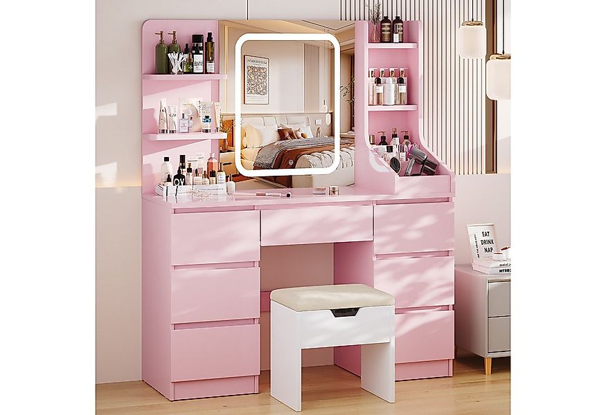 HOMALL Schminktisch Eingebaute LED-Beleuchtung, einstellbare Helligkeit, mi günstig online kaufen