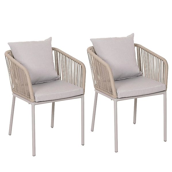 PROREGAL Gartenstuhl 2er-Set 75x55x55cm Sitzhöhe 48cm Wetterfest Aluminium günstig online kaufen