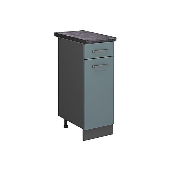 Vicco Küchenunterschrank R-Line Blau-Grau/Anthrazit 30 cm AP Anthrazit günstig online kaufen