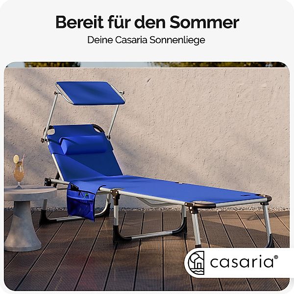Gartenliege Malta Blau 210x61x35cm Alu Sonnendach günstig online kaufen