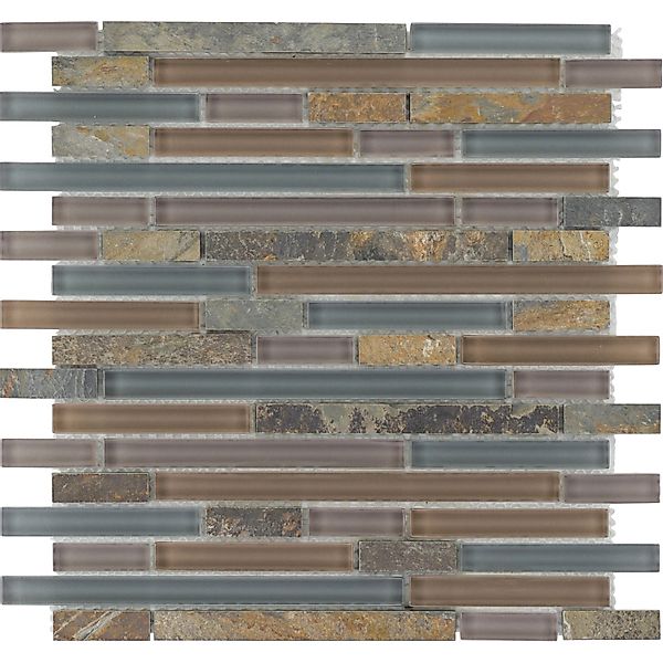 Mosaikmatte Glas & Stein Multicolor Slate Glas-Mix 30 cm x 30 cm günstig online kaufen