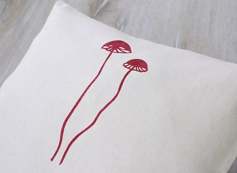 Kissenbezug "Pilz" Handbedruckt günstig online kaufen