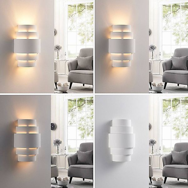 Lindby Wandleuchte Wandlampe Innen Marit 9621331 Modern in Weiß aus GipsTon günstig online kaufen