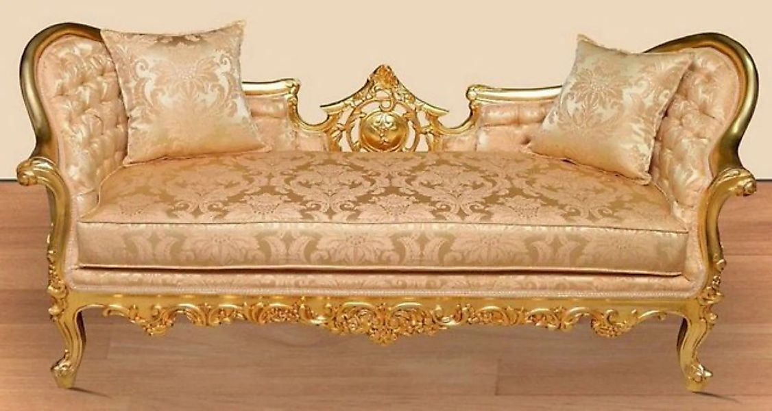 Casa Padrino Sofa Barock Wohnzimmer Sofa Gold / Gold - Handgefertigte Loung günstig online kaufen