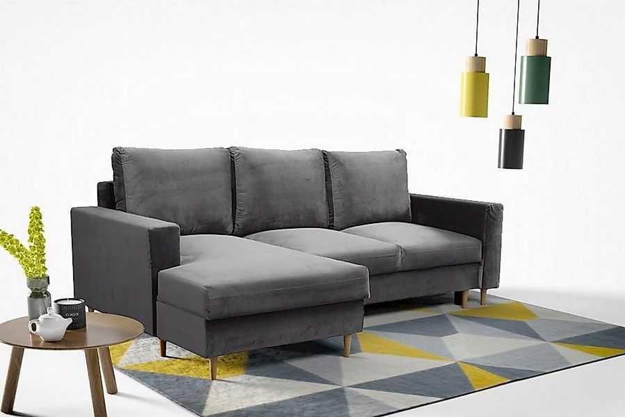Beautysofa Polsterecke mit Schlaffunktion und Bettkasten DAVE, im Skandinav günstig online kaufen