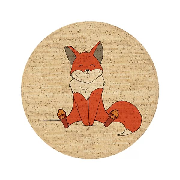 Kork Kinderteppich "Robin Der Fuchs" (Rund, Natur) günstig online kaufen