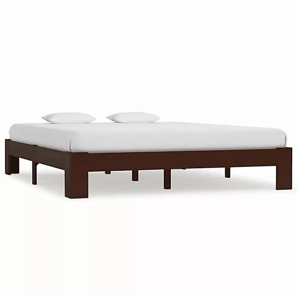 furnicato Bett Massivholzbett Dunkelbraun Kiefer 160x200 cm günstig online kaufen