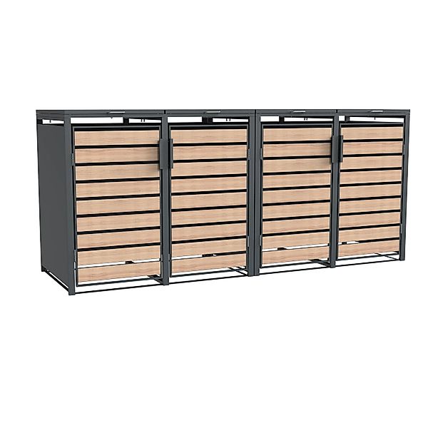 Westmann Mülltonnenbox Lacina 4 x 240, Anthrazit/Holzoptik 80 x 264 x 116 c günstig online kaufen