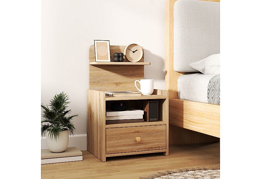 HOMCOM Nachttisch Nachtschrank mit offenen Ablage, Fach, Schublade (Nachtti günstig online kaufen