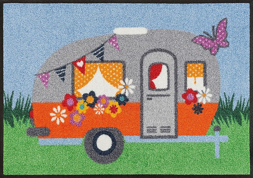 wash+dry by Kleen-Tex Fußmatte »Happy Camping«, rechteckig, Schmutzfangmatt günstig online kaufen