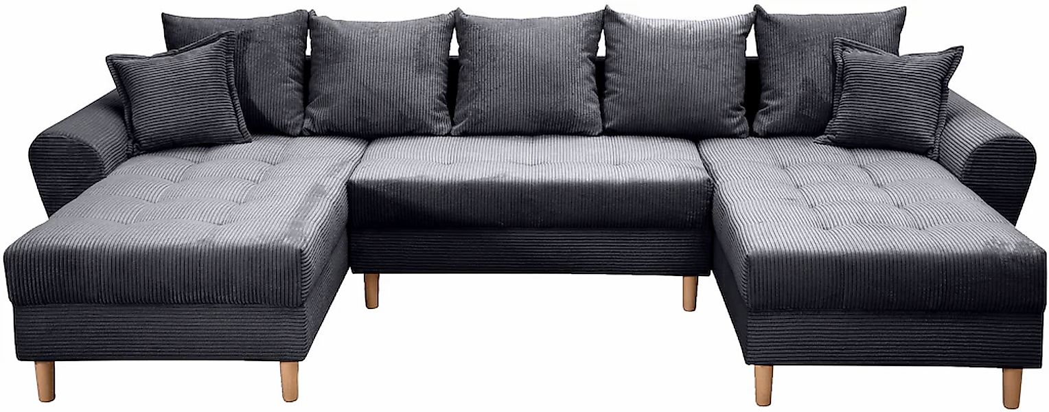 COLLECTION AB Wohnlandschaft »Raisa U-Form« mit Federkern, Kissen und Stepp günstig online kaufen