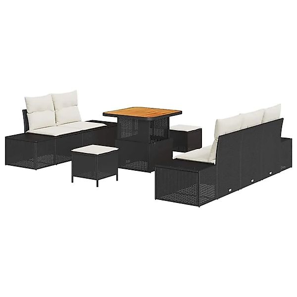 vidaXL Gartensofa-Set mit Kissen 8 Stk Schwarz Poly Rattan 3364675 günstig online kaufen