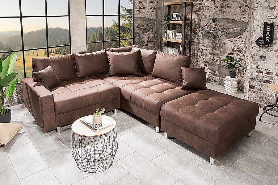 riess-ambiente Ecksofa KENT 220cm antik braun - Federkern, modern, inkl. Ho günstig online kaufen