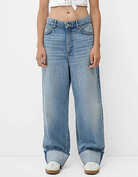 Bershka Jeans Im Baggy-Hosen-Stil Und Loose-Fit Mit Umgeschlagenem Saum Dam günstig online kaufen