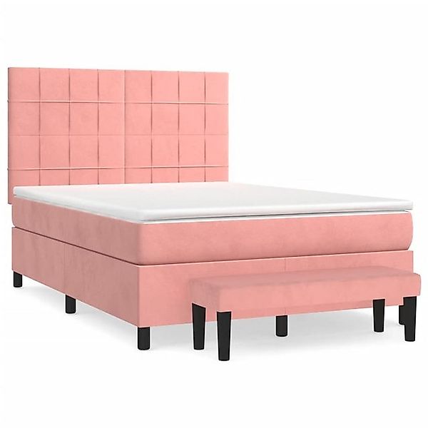 vidaXL Boxspringbett Boxspringbett mit Matratze Rosa 140x200 cm Samt Bett B günstig online kaufen