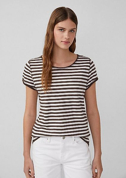 s.Oliver Kurzarmshirt T-Shirt T-Shirt mit Rollkanten und Flammgarnstruktur günstig online kaufen