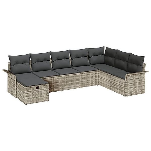 vidaXL Loungesofa 8-teiliges Garten Sofa Set mit Kissen, Hellgraues Poly Ra günstig online kaufen