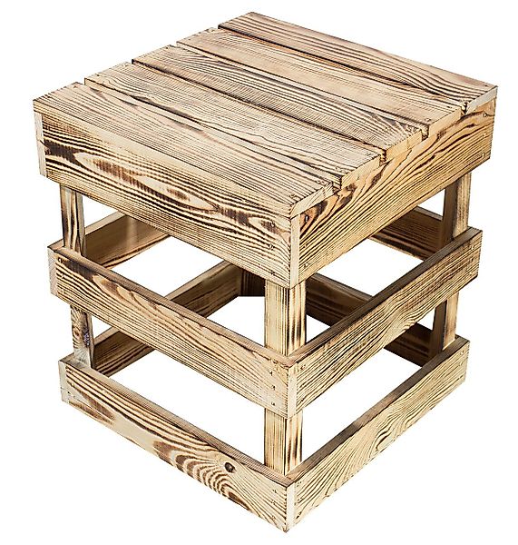 Allzweckkiste Hocker geflammt Sitzhocker Ablagetisch Holzhocker günstig online kaufen