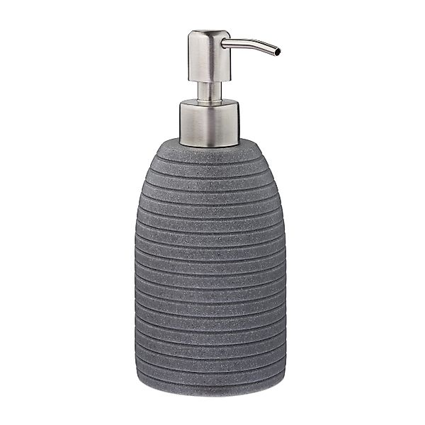 relaxdays Seifenspender Edelstahlpumpe Rille, Grau günstig online kaufen