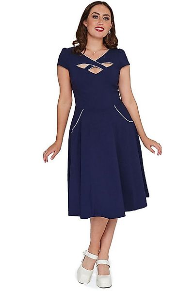 Voodoo Vixen A-Linien-Kleid Connie 1950's Contrast Piping Navy Vintage Rock günstig online kaufen