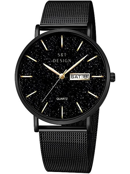 S&T Design Quarzuhr Mesh Armbanduhr Herren Uhr Elegant Mesh Analog Uhr, (in günstig online kaufen