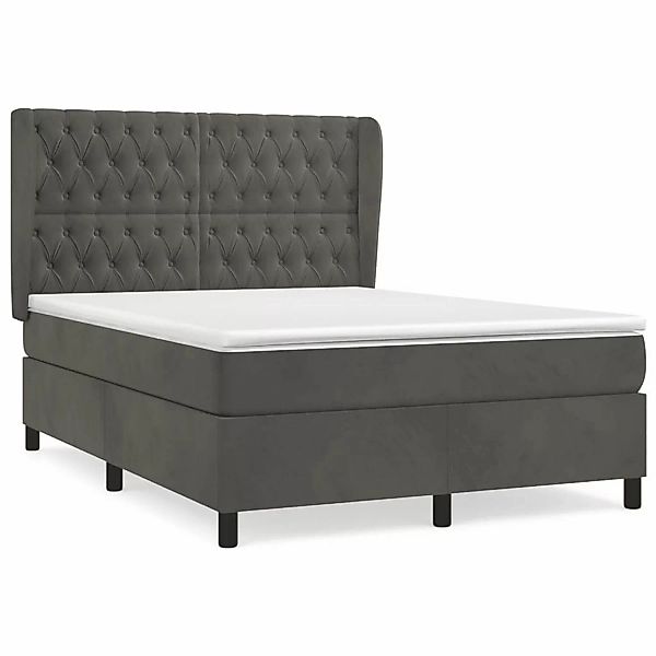 Vidaxl Boxspringbett Mit Matratze Dunkelgrau 140x190 Cm Samt günstig online kaufen