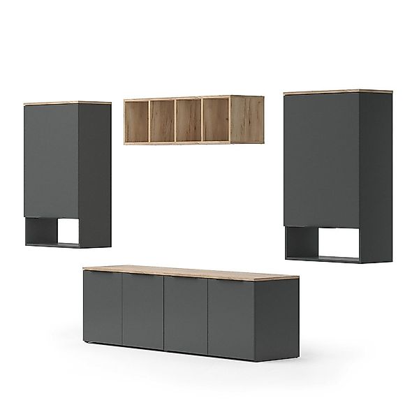 Vicco Wohnwand Wido, Anthrazit/Sonoma, 5 Teile günstig online kaufen