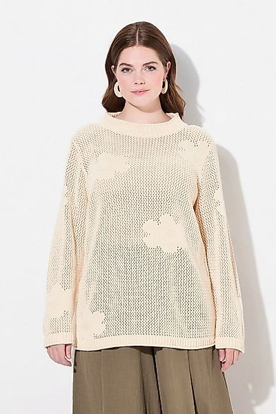 Ulla Popken Strickpullover Pullover Lochstrick Rundhals Langarm Biobaumwoll günstig online kaufen